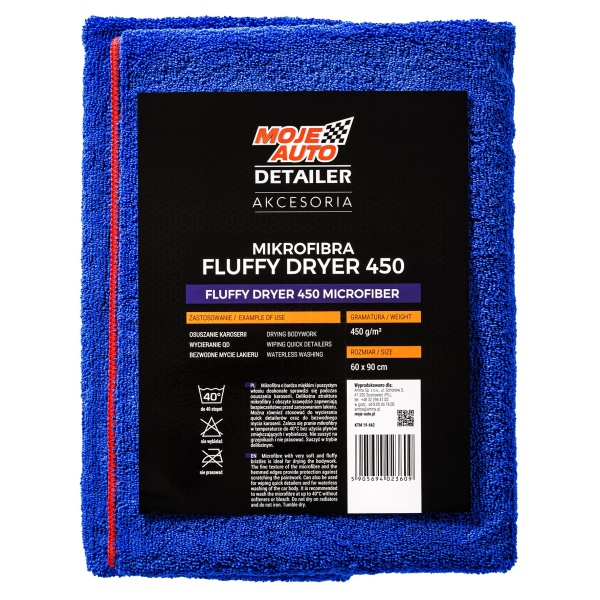 Moje Auto Detailer Fluffy Dryer 450 Laveta Prosop Uscare Auto 450g/m2 60x90cm Albastru 19-662